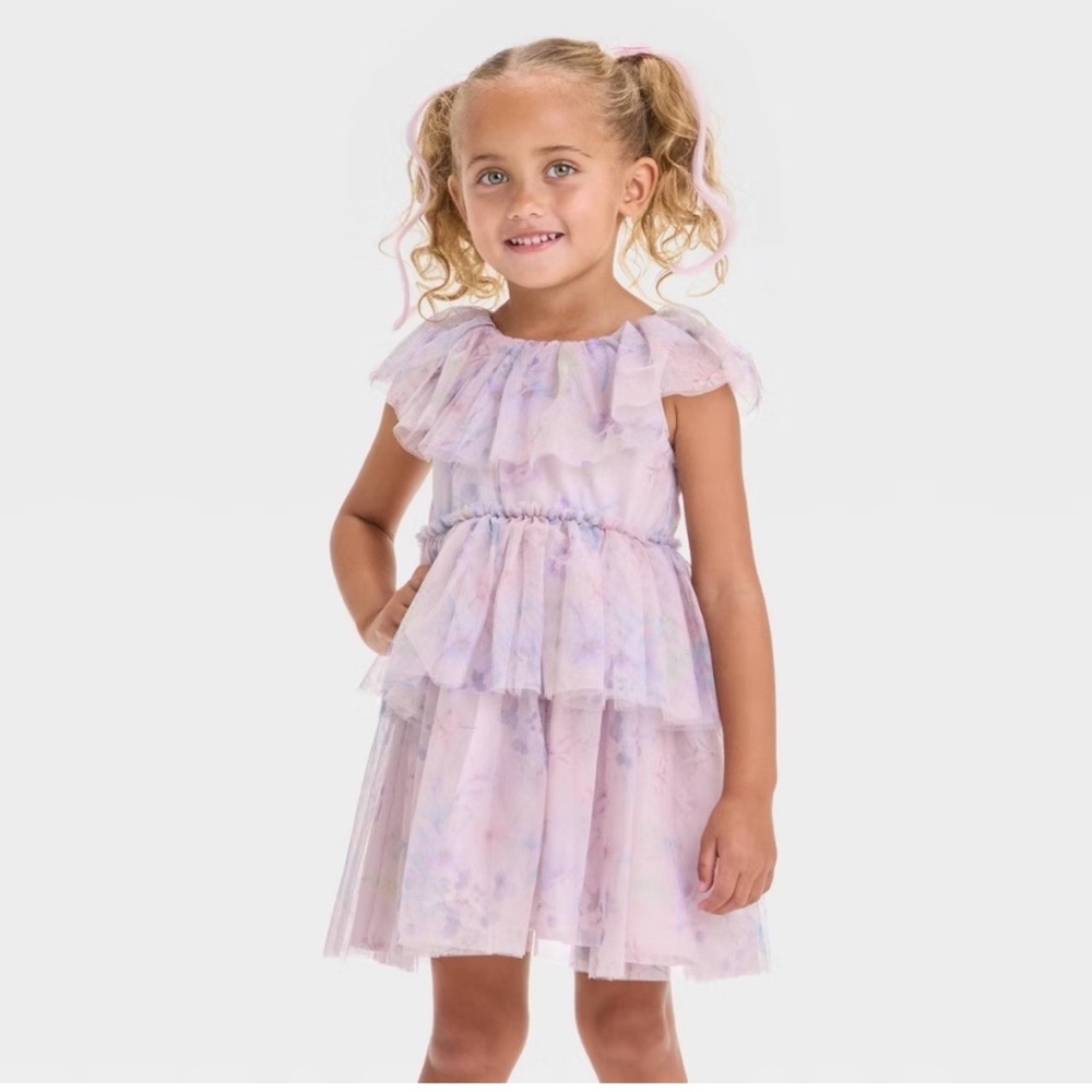 Audrey Camille Floral Pastel Tiered Dress Girl’s size 5-6